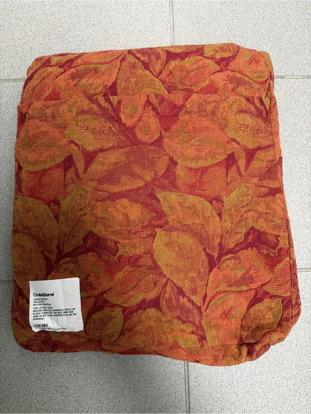 Crate & Barrel Cassis Tapestry Cotton Formal Tablecloth 66in x 126in